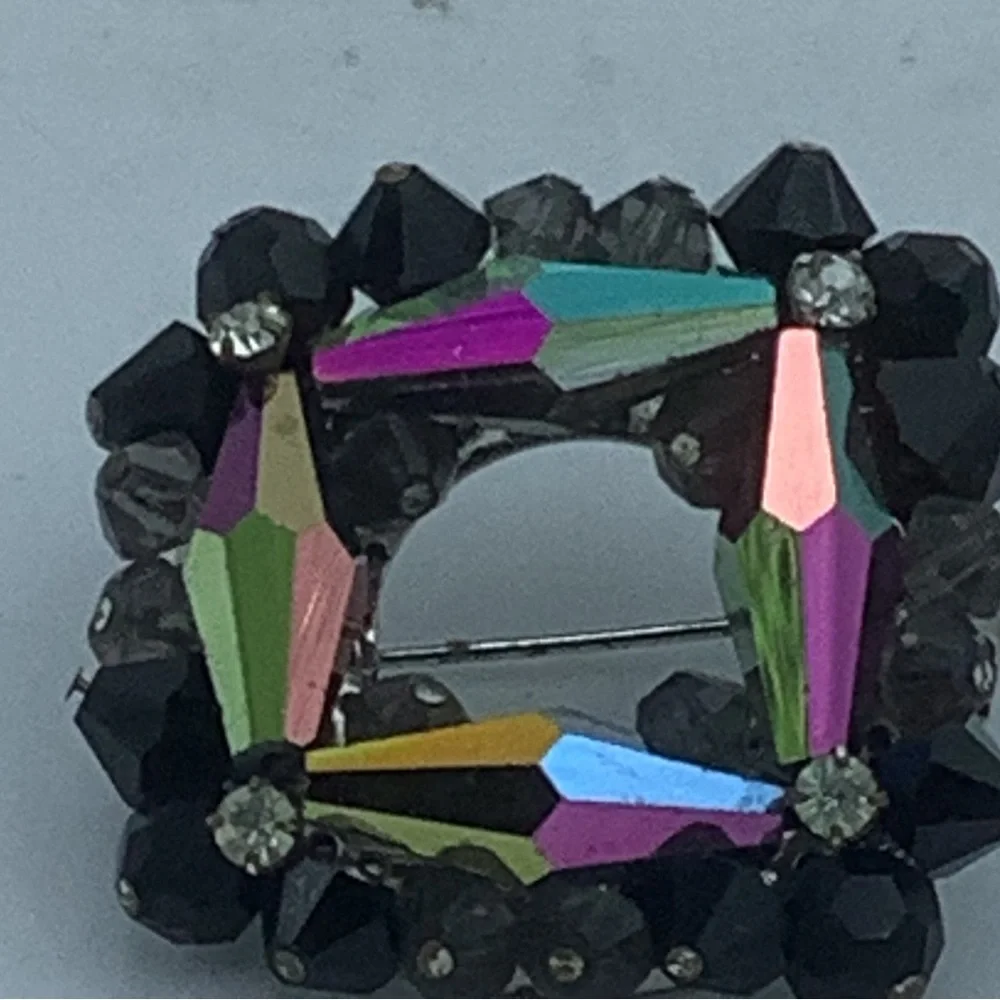 Square Black/Multicolor Brooch